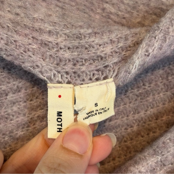 Anthropologie Moth Small Wool Caya Off The Shoulder Ribbed Sweater Made in Italy - Picture 5 of 6